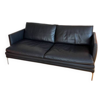 Zanotta black leather sofa