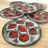 Vintage MBFA Pornic oyster barbotine plates from the 60s