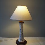 Extra bedside table lamp in earthenware and wooden base