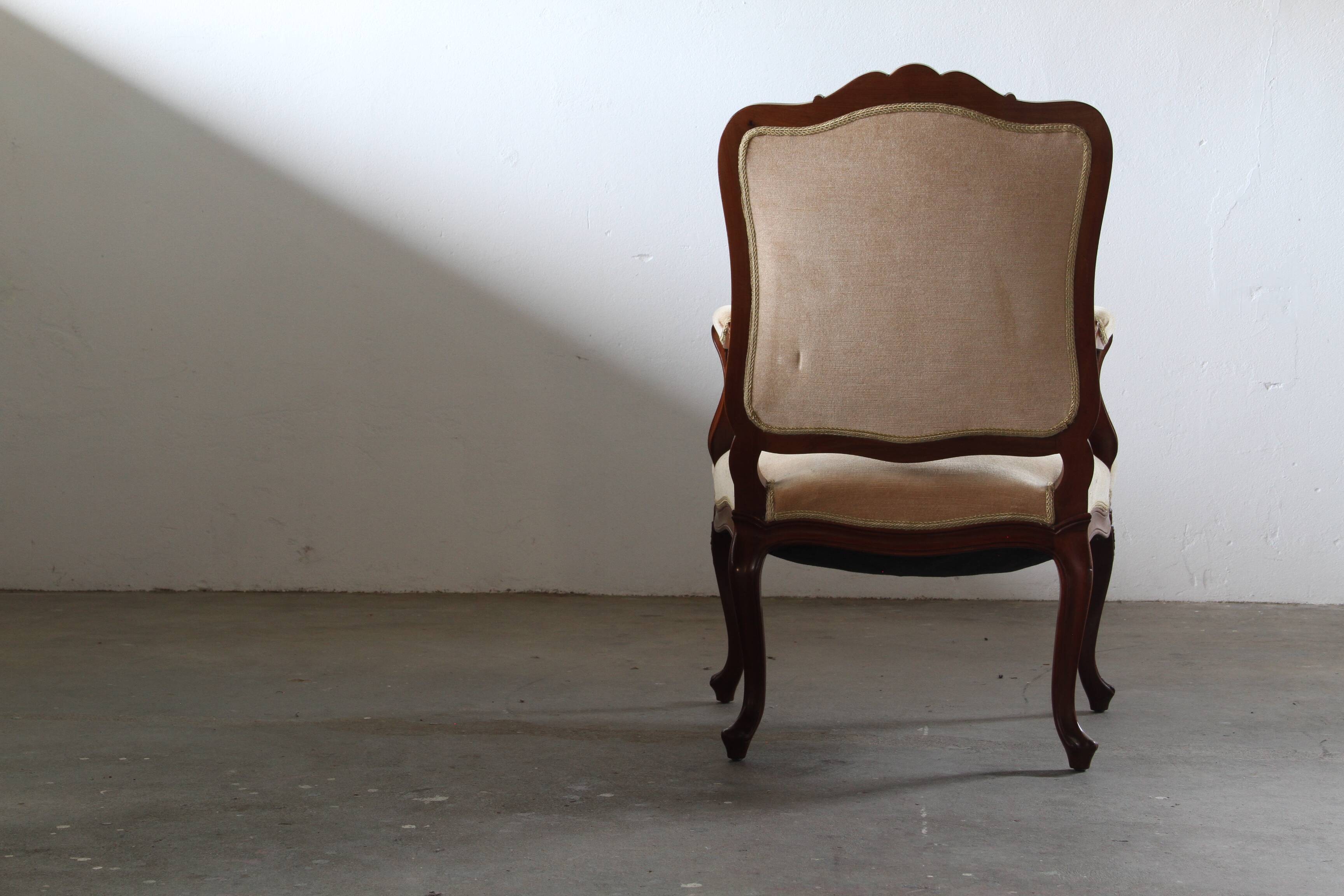 Pair of Vintage Danish Antique 18th century Lounge Chair, style of Louis XV