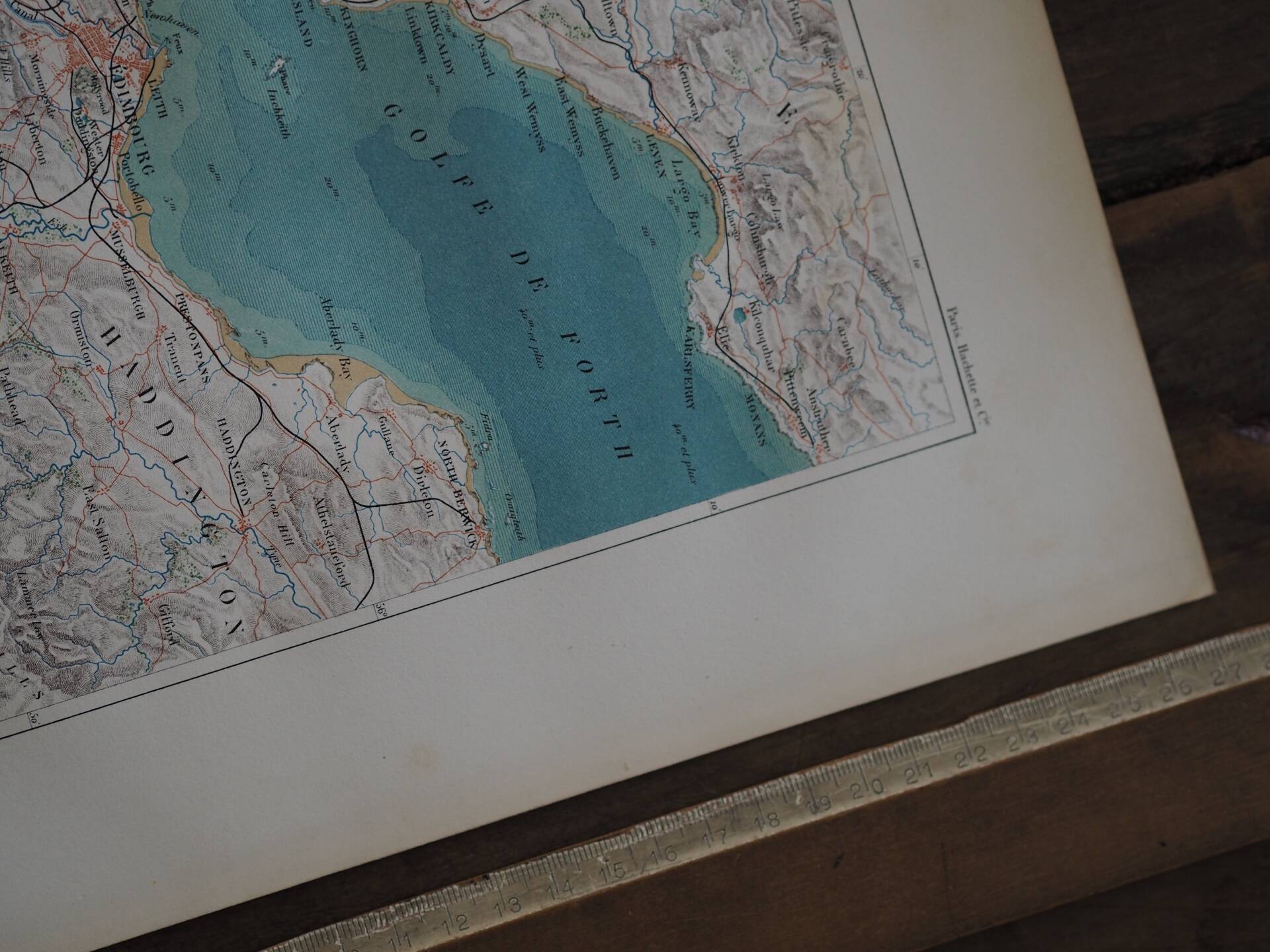 Carte ancienne Edimbourg et golfe de Forth - 1879 | Décoration murale
