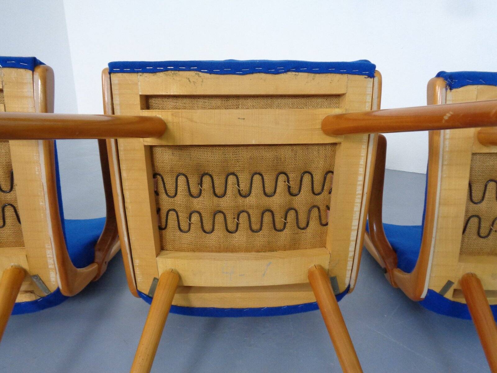 Mid-Century German Boomerang Armchairs in Cherrywood, Set of 6