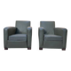 Paire de fauteuils club en Skaï vert 1940