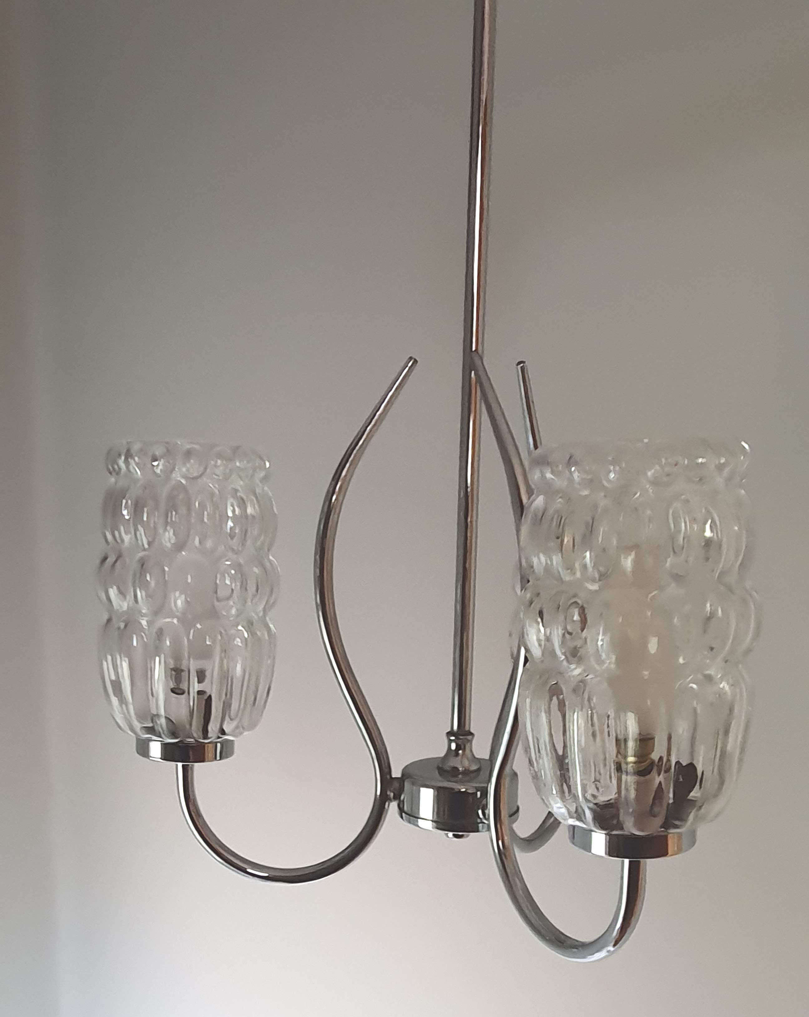 Vintage suspension 50/60s chrome and glass