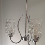 Vintage suspension 50/60s chrome and glass