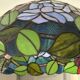 Tiffany-style floral stained glass pendant light in brass D40cm