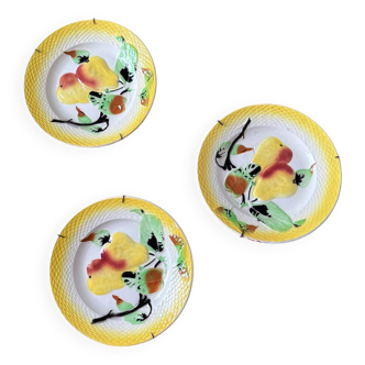 Trio assiettes barbotines poire