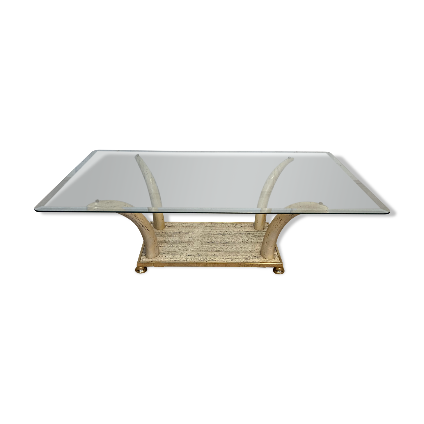 Table basse fausse défense d’éléphant, 1970s