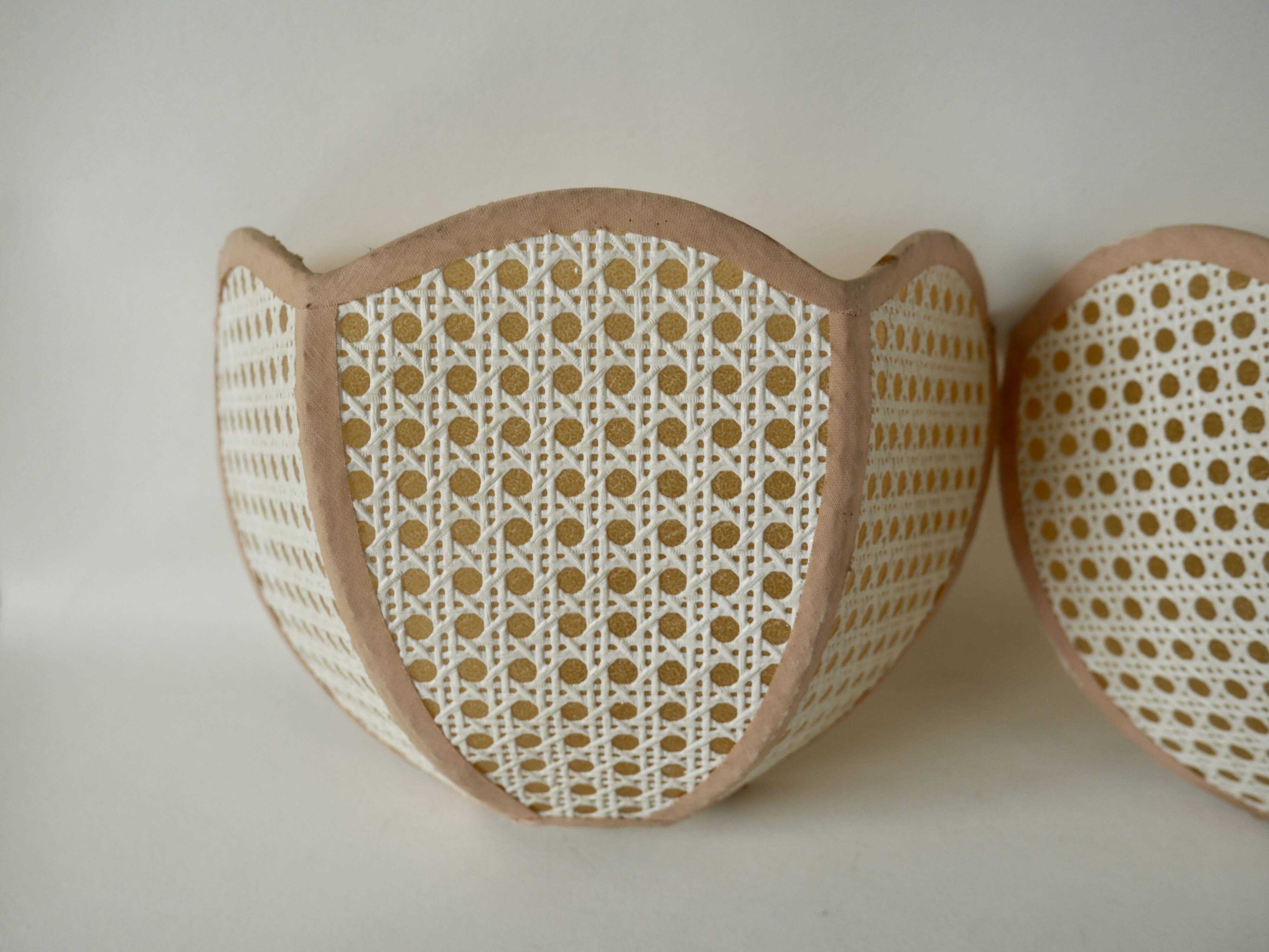 Pair of lotus cane wall lights from the 50s and 60s