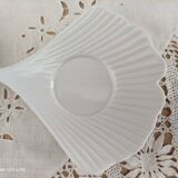 Set of 8 espresso coffee cups and white Limoges porcelain sub-cups scallops