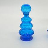 Duo de flacons / carafe verre bleue vintage , Empoli, Italy