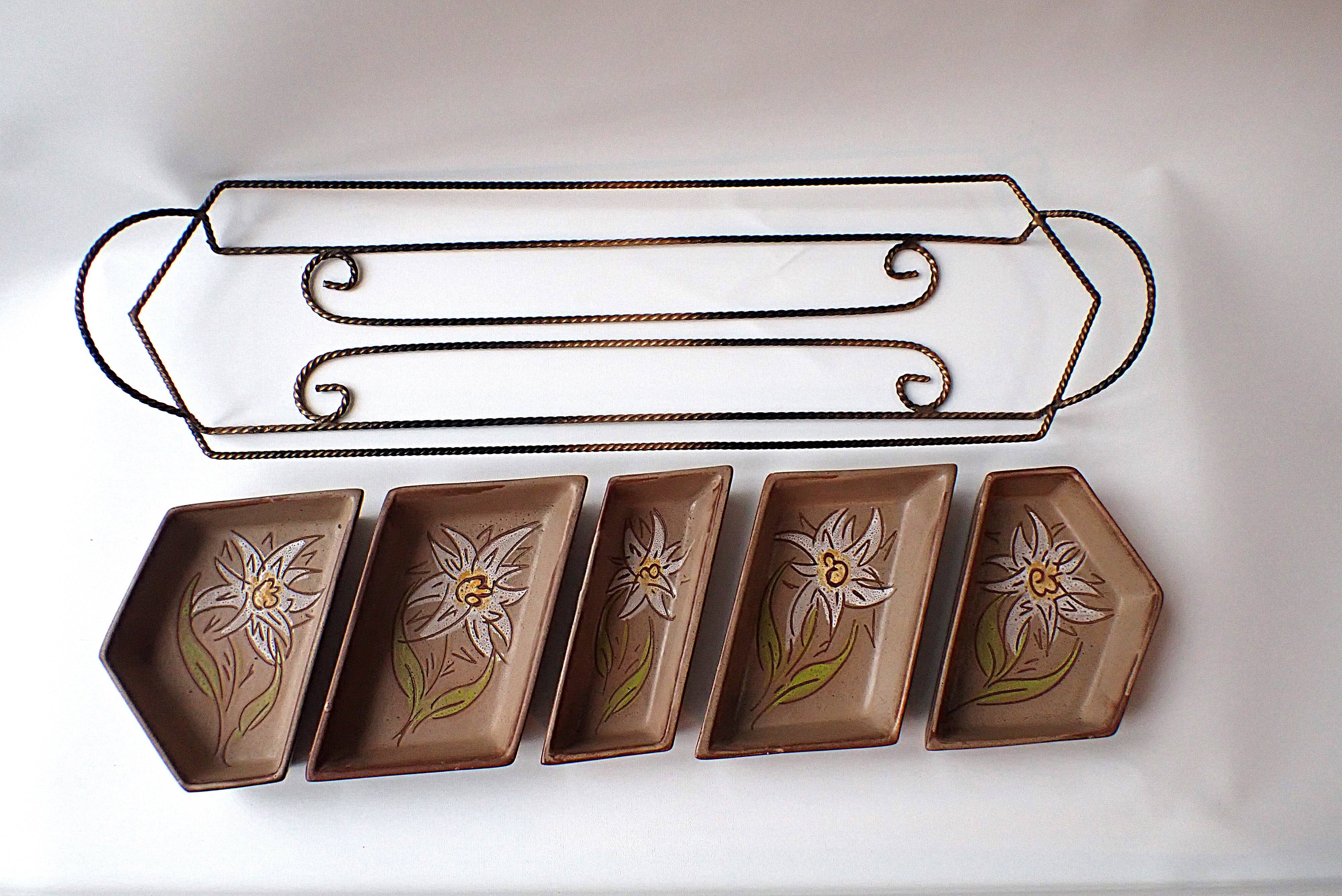 Vallauris ceramic aperitif service - 5 bowls