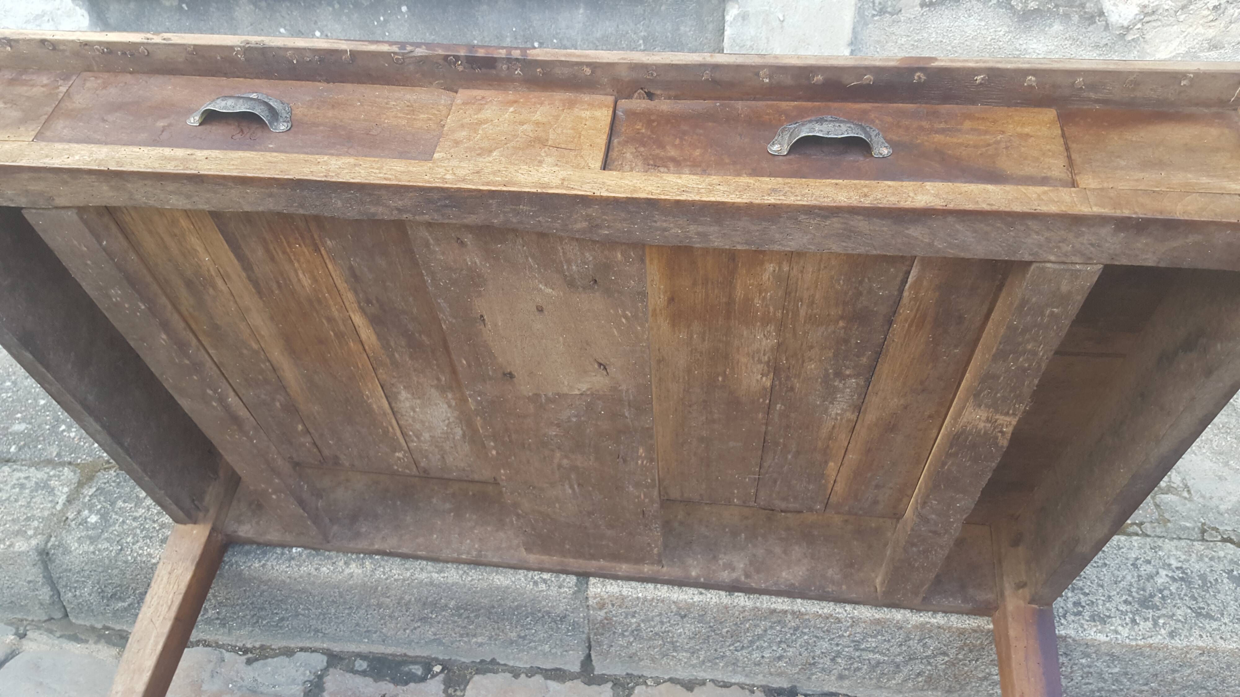 Farm table coffee table with drawers