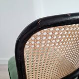 Chaises bistrot bois courbé noir, cannage et velours