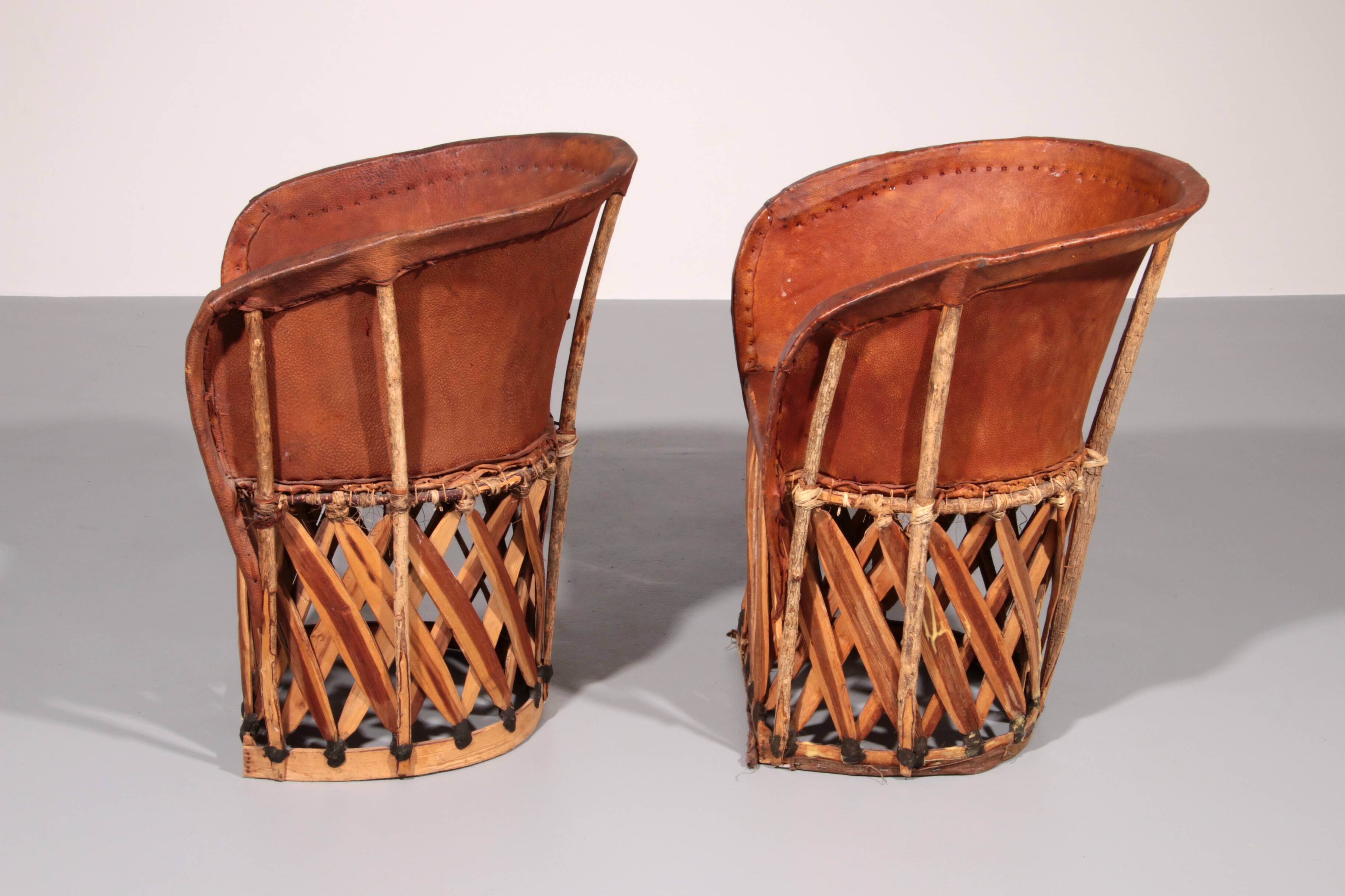 Folk art equipale ostrich chair leather mexico 1970s