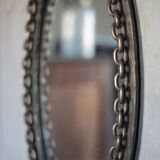 Vintage mirror, wall mirror, oval mirror, wrought iron mirror, brutalist