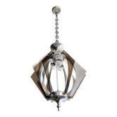 Chandelier moderne en chrome et plexiglas à 3 lumières