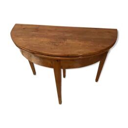 Half moon table with cherry and walnut