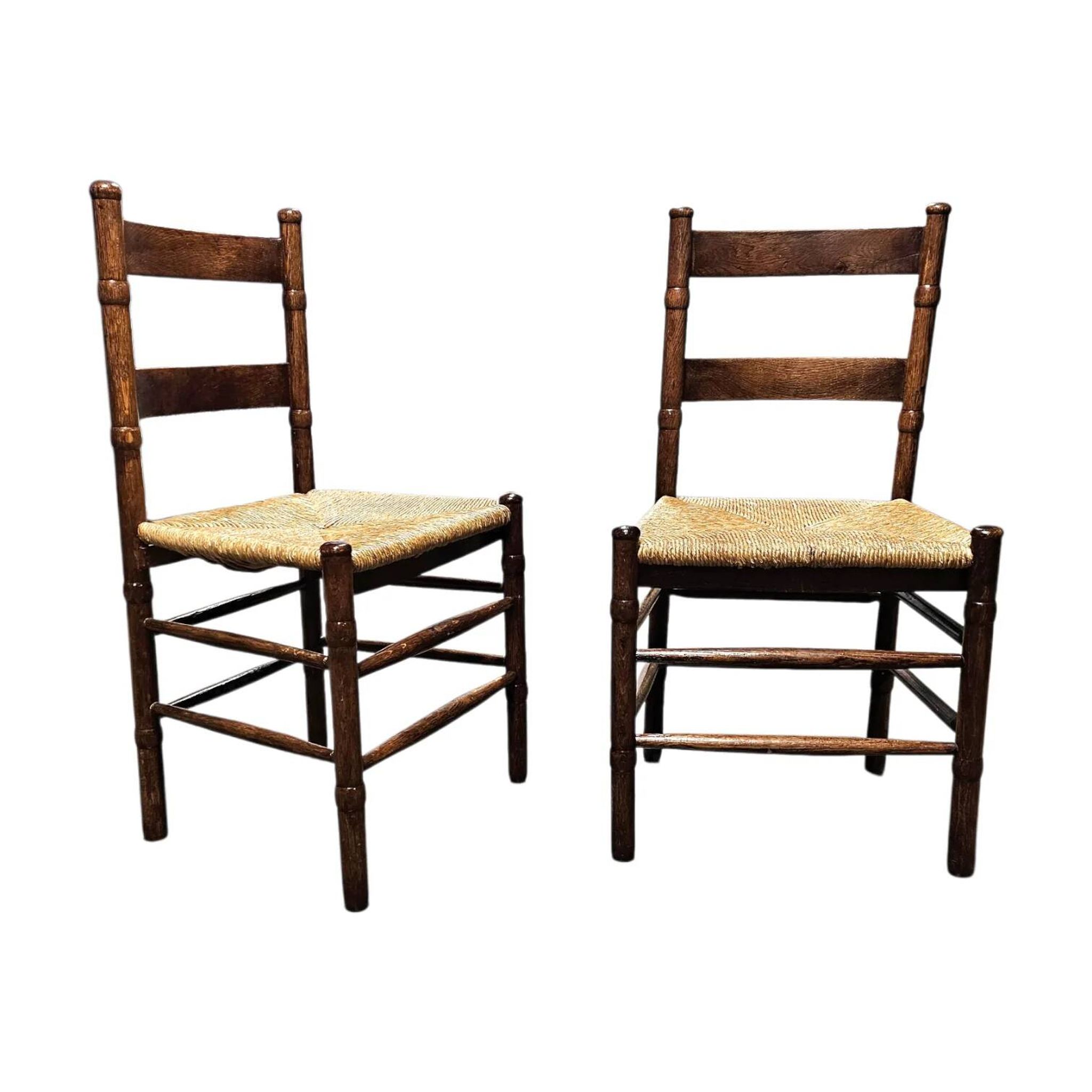 2 chaises en osier Art Déco / École d'Amsterdam / Jac Levee / milieu du siècle