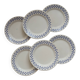 6 Vintage Oxford Earthenware Dessert Plates - Blue Polka Dot Pattern