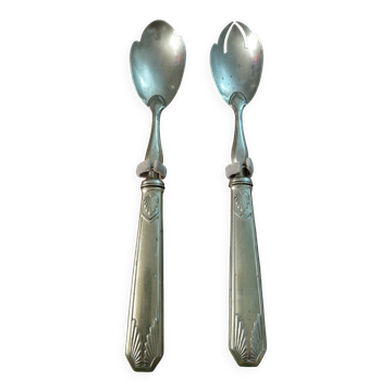 White metal Art Deco salad cutlery