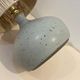 Vintage lamp base in beige-grey ceramic stoneware with raffia lampshade, 1970s