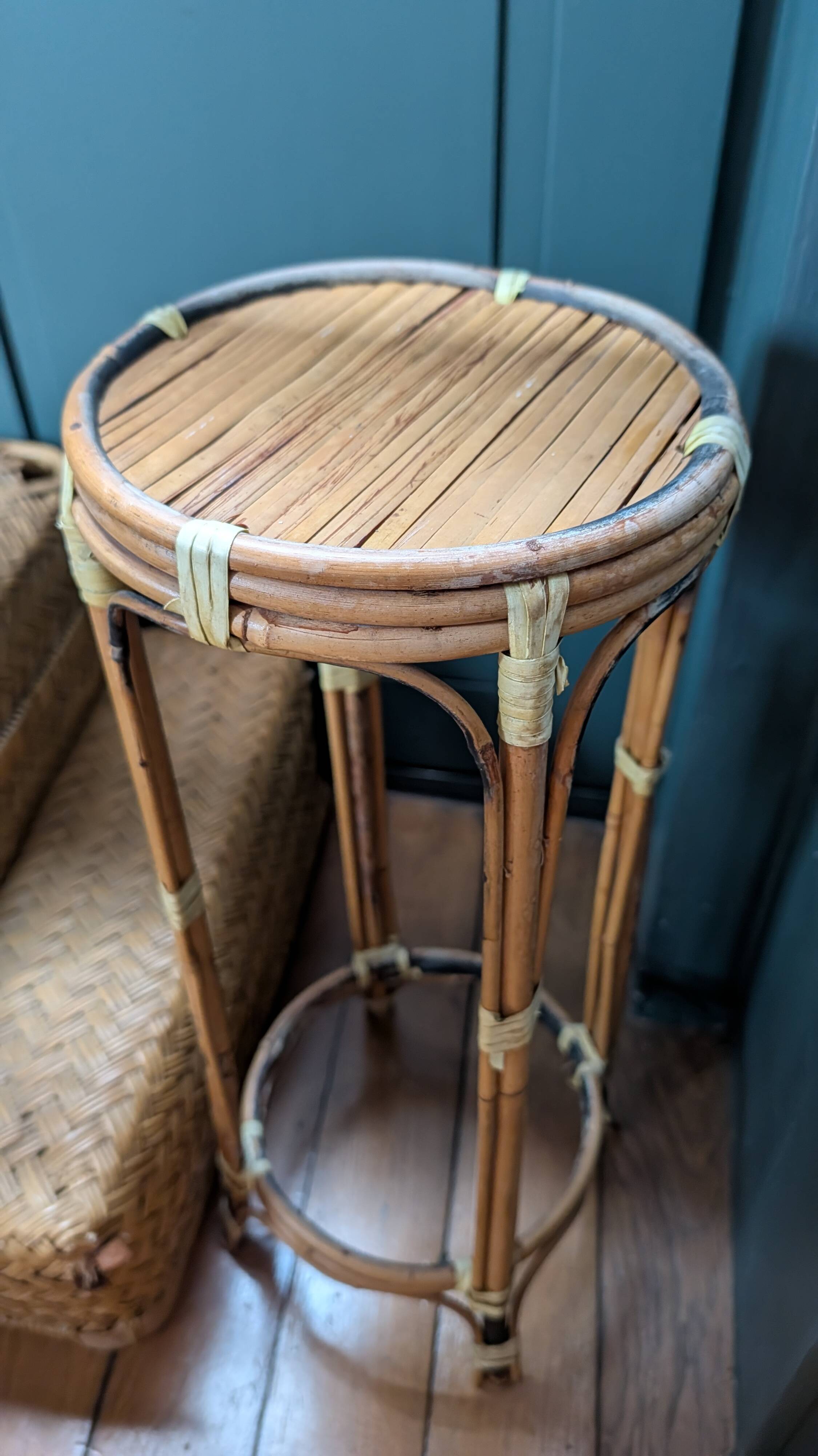 Selette plant stand in rattan and bamboo — 1960s/1970s