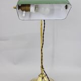 1930s Art Deco Brass  Banker Table Lamp, Czechoslovakia