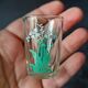 Vintage silkscreened lily of the valley motif liqueur set, 1940/50