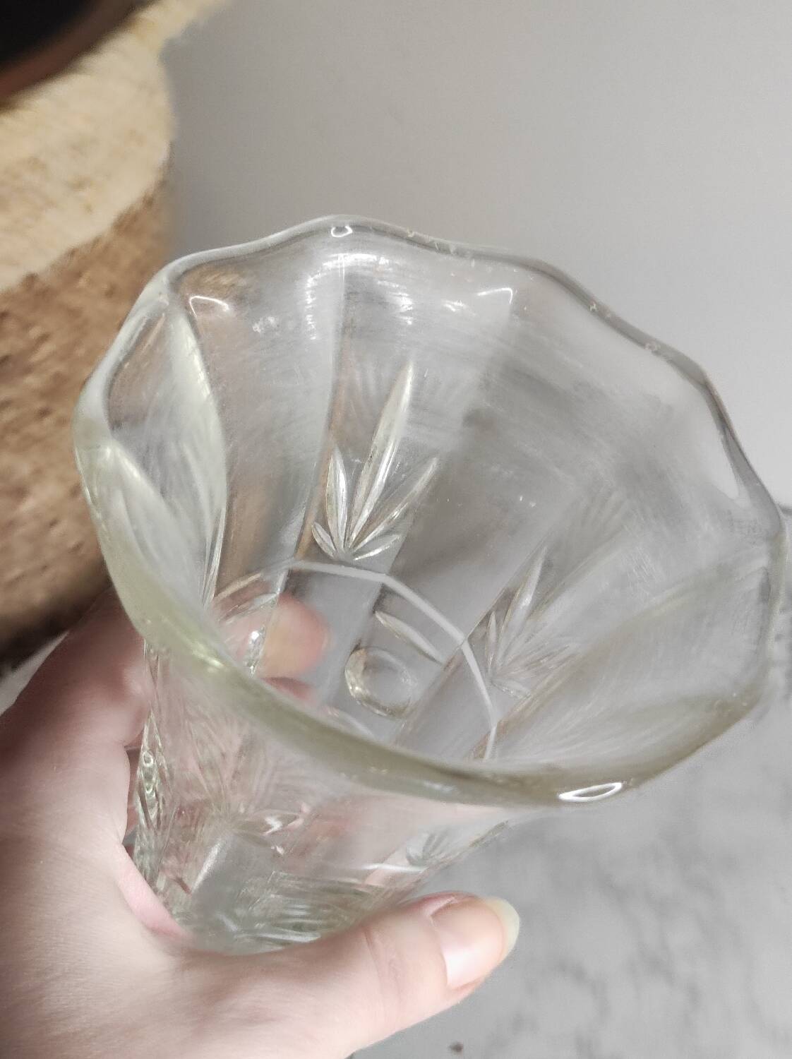 Vintage carved glass vase