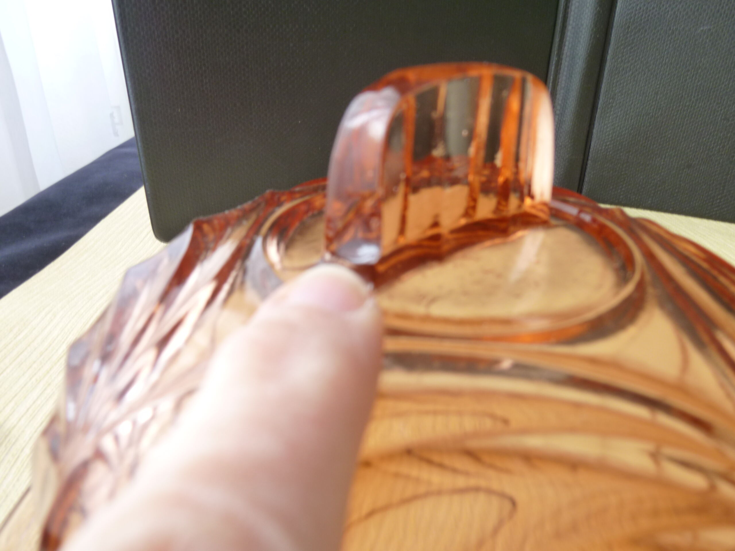 Pink moulded pressed glass cheese bell