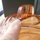 Pink moulded pressed glass cheese bell
