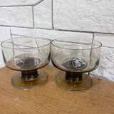 Two “Pégase” smoked glass bowls