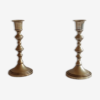 Pair of metal candlesticks