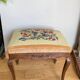 19th century Regency footrest with floral bouquet tapestry made with cross stitch