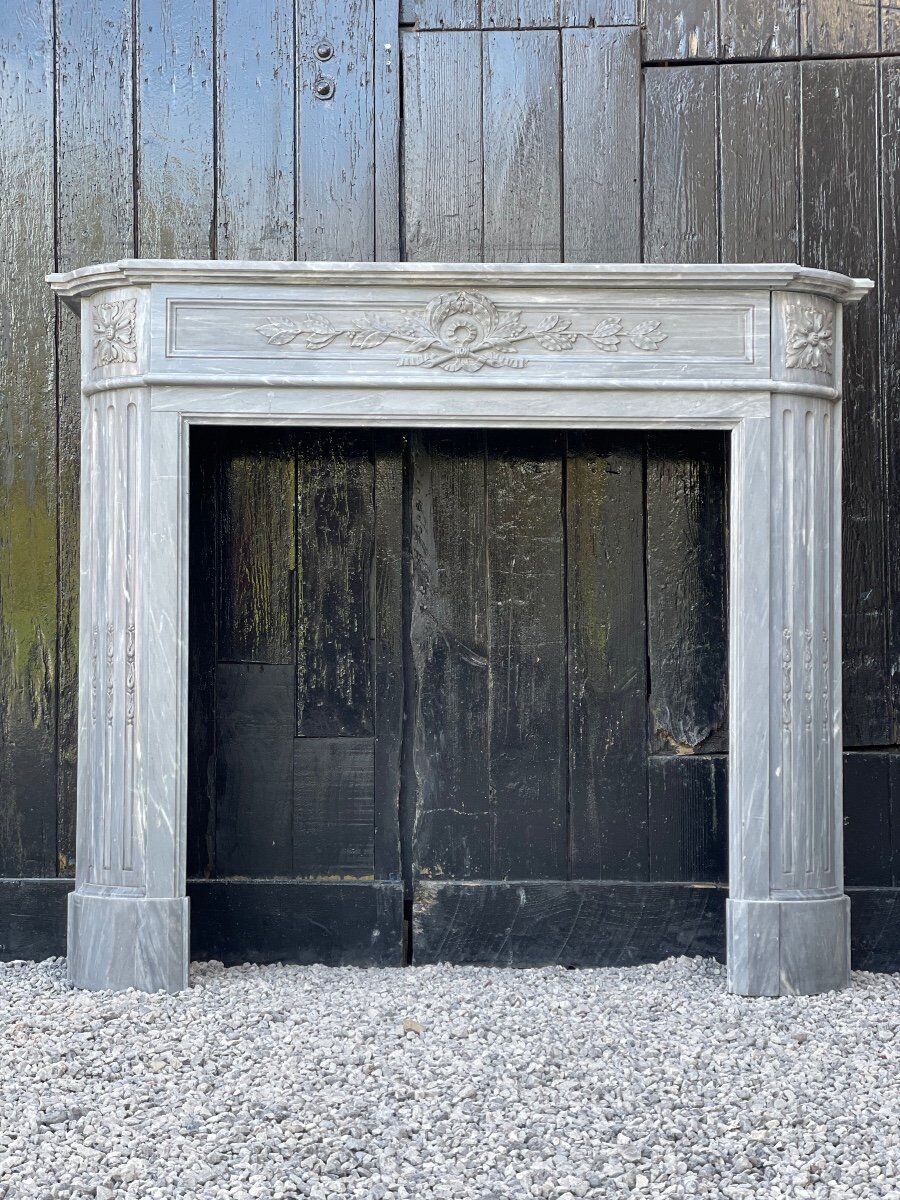 Louis XVI style fireplace in Turquin blue marble circa 1900