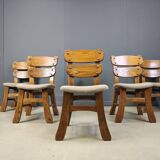 Vintage brutalist dining chairs, set of 5 - 1960s