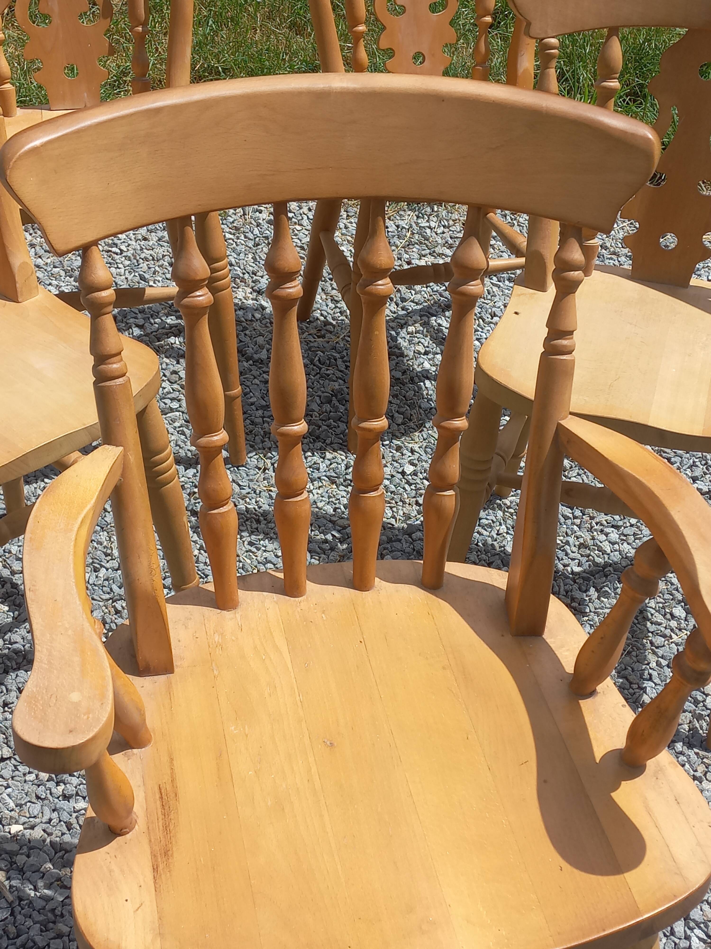 Set of 4 chairs and 1 armchair in mountain style.