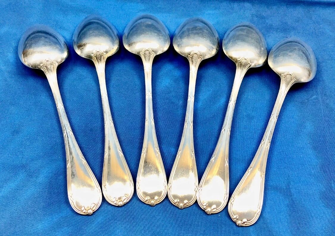 6 silver-plated metal tablespoons Christofle model Crossed Ribbons