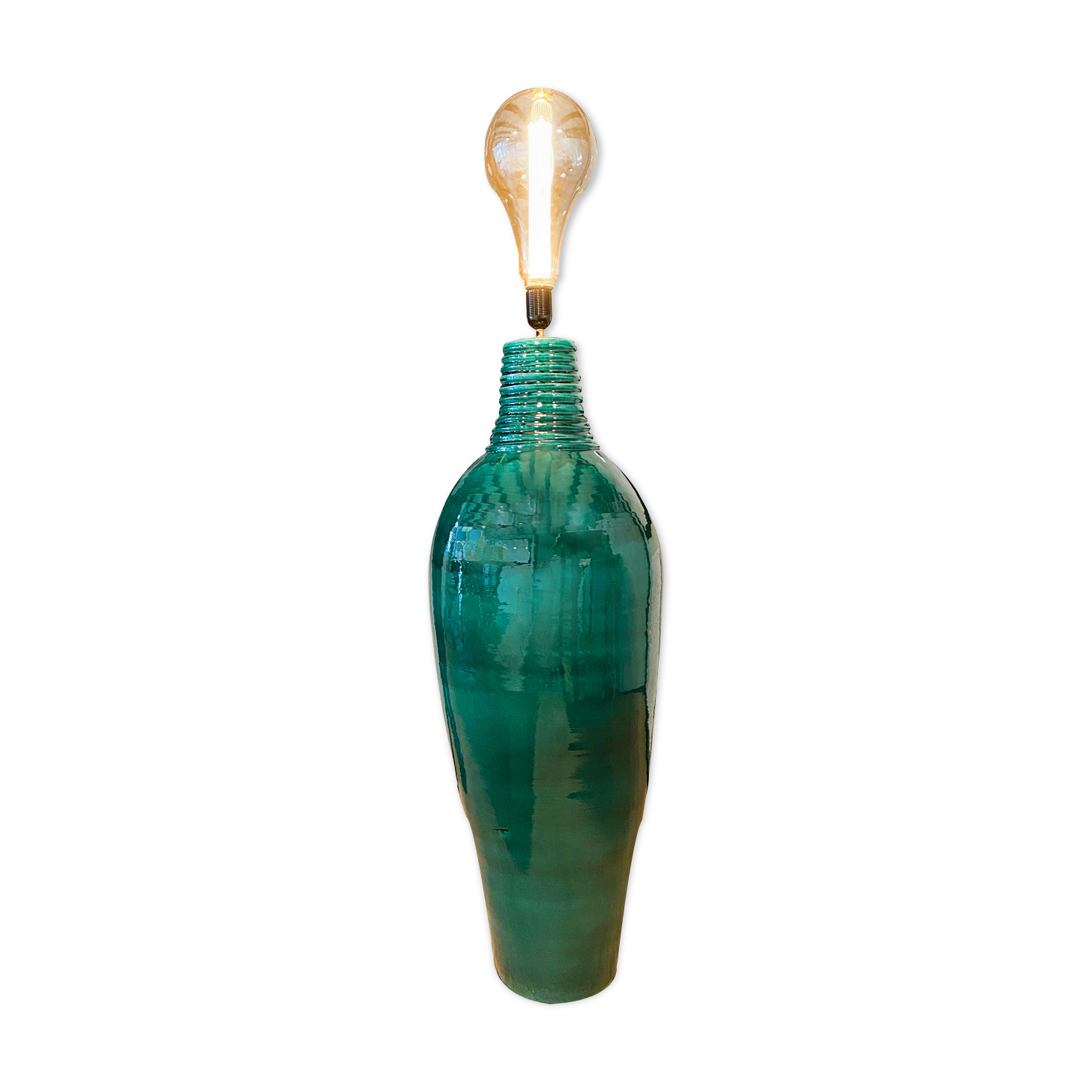 Ceramic emerald green lamp Selency