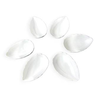 6 lourioux white porcelain avocado bowls for p. deshoulières