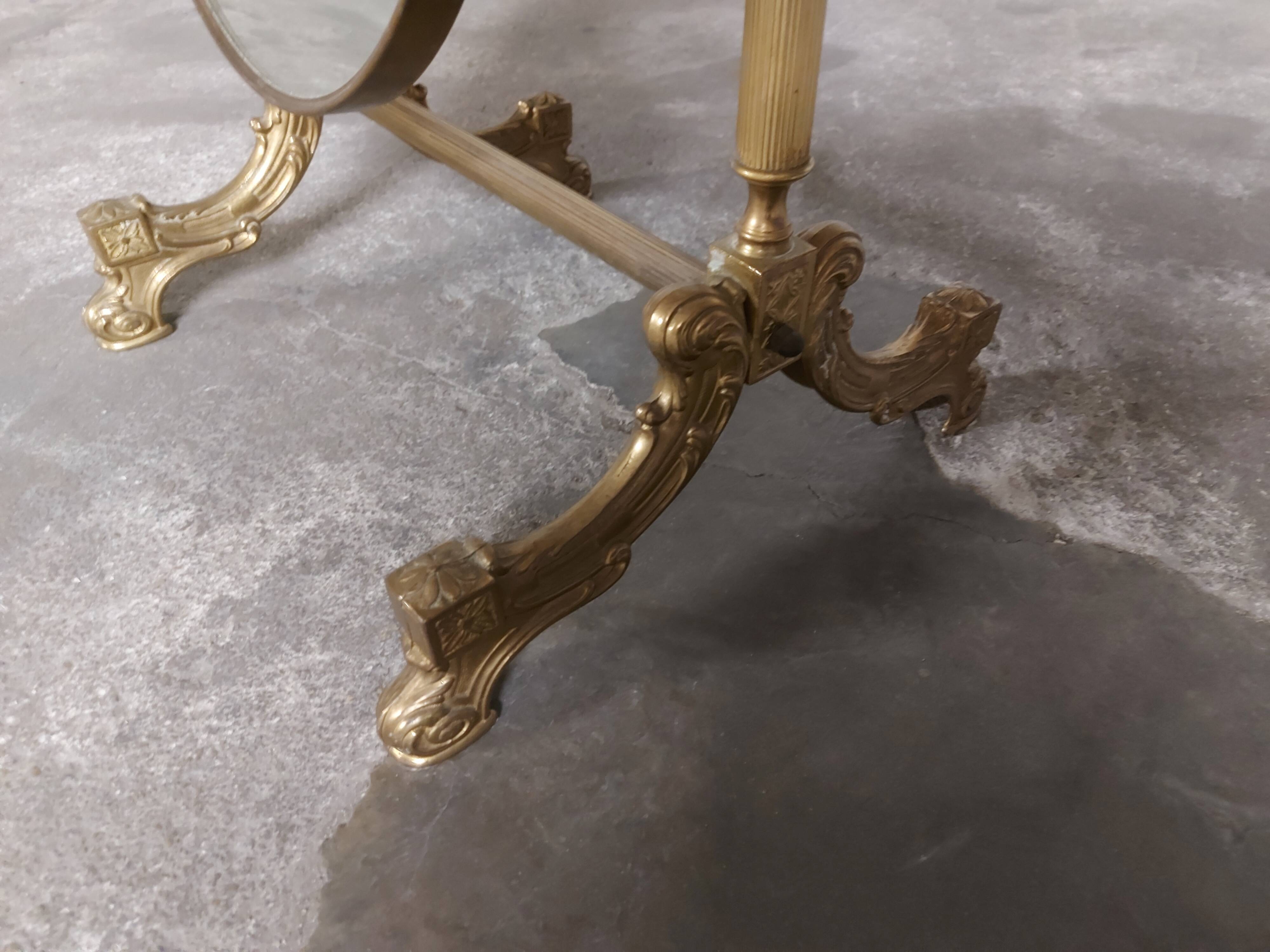 Psyche mirror in vintage gilded bronze