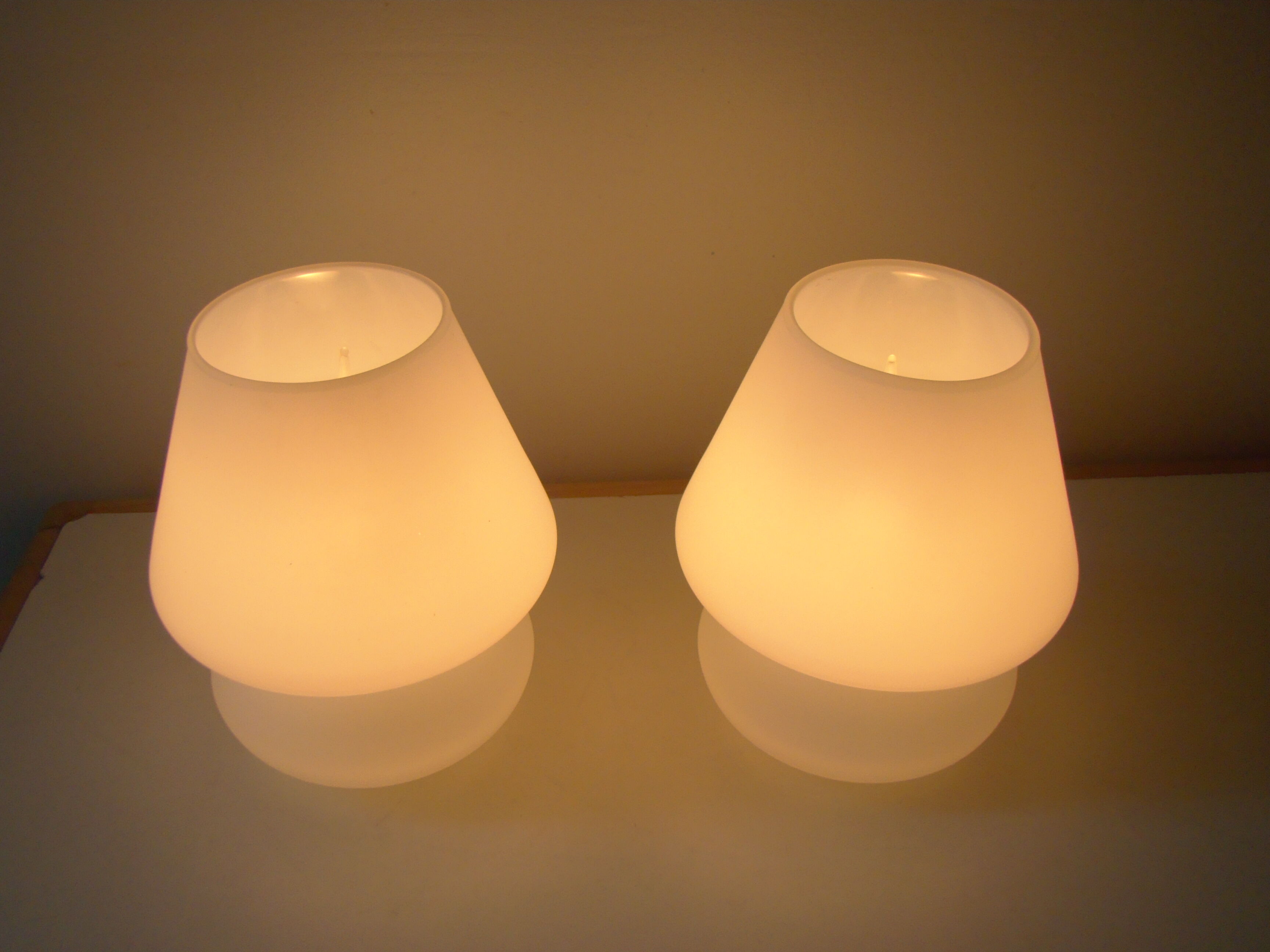 Pair of vintage white SCE lamps