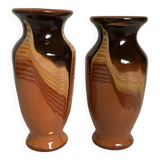 Pair of enameled ceramic vases