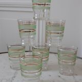 Set of 7 glasses light green granite years 50-60