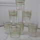 Lot de 7 verres granité vert clair années 50-60