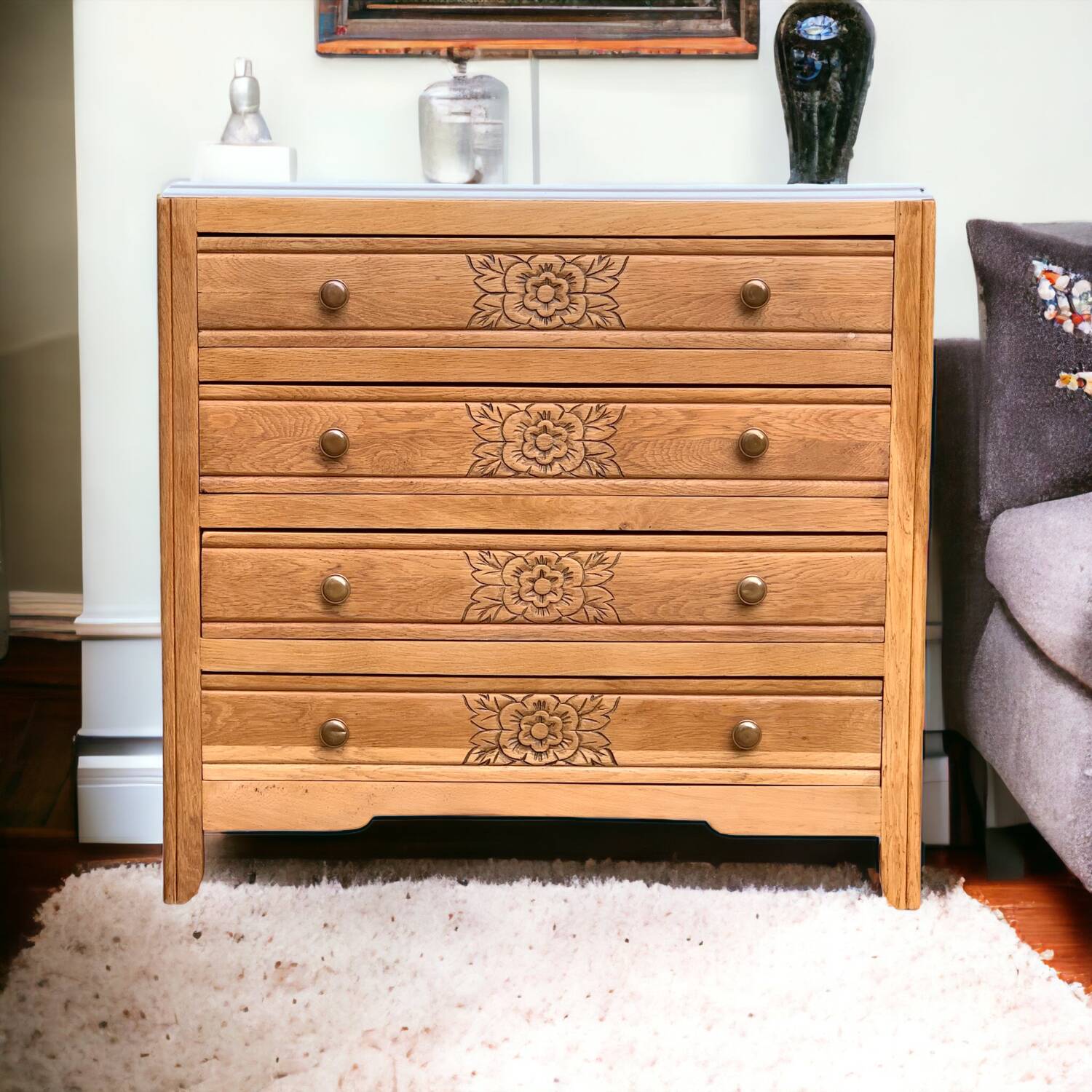Art deco raw oak chest of drawers 1930