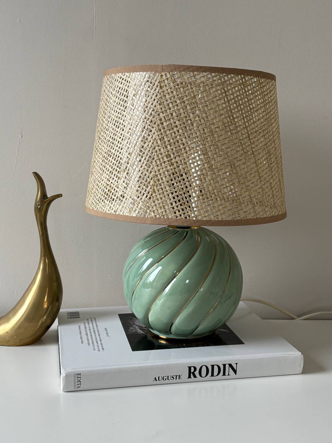 Vintage green ceramic lamp