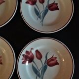 Series of six Orchies earthenware dessert plates model Simone