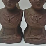 Pair of cast iron fireplace chenets "children"